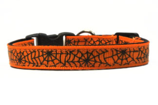 Orange Spiderwebs Breakaway Cat Collar