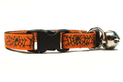 Orange Spiderwebs Breakaway Cat Collar