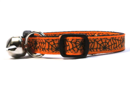 Orange Spiderwebs Breakaway Cat Collar
